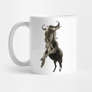 Wildebeest African Black & White Animal Art Mug